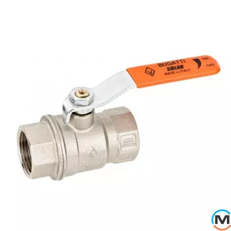 Кран кульовий Bugatti вн.-вн. ручка 2 1/2" PN 40, Тип різьблення: Внутрішня/Внутрішня, Діаметр різьблення: 2 1/2", Виконання: Прямий, Тип ручки: Ручка, Робочий тиск (бар): 40, Матеріал: Латунь, фото 