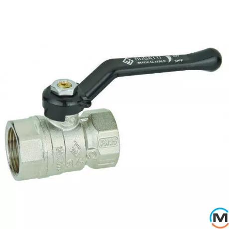 Кран кульовий Bugatti вн.-вн. ручка 1 1/2", Тип різьблення: Внутрішня/Внутрішня, Діаметр різьблення: 1 1/2", Виконання: Прямий, Тип ручки: Ручка, Робочий тиск (бар): 20, Матеріал: Латунь, фото 