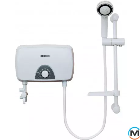 Электрический проточный водонагреватель Atlantic Ivory IV202 SB 7.0 kW, Тип (ТЭНа): Мокрый, Тепловая мощность (кВт): 7, Модификация: Стойка для крепления лейки, Цвет: Белый, Подводка труб: Нижняя, Производительность (л/мин): 2, Способ установки: Настенный, Электропитание: 220 V, фото 