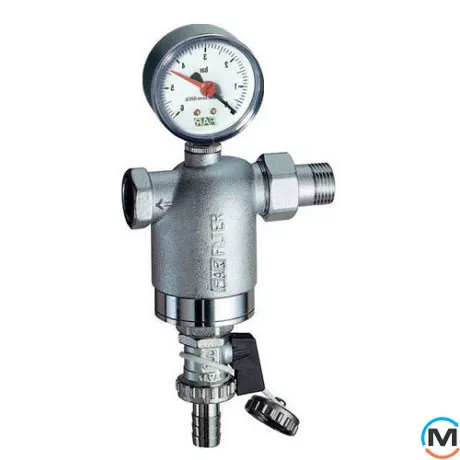 Хромированный фильтр FAR НР-ВР с манометром 1/2" 100 мкм, фото 