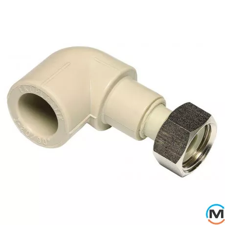 Поліпропіленовий кут Ekoplastik з накидною гайкою 20 мм х 1/2", Тип різьблення: Накидна гайка, Діаметр різьблення: 1/2", Діаметр (мм): 20, фото 