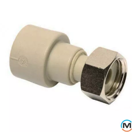 Поліпропіленова муфта Ekoplastik з накидною гайкою 20 мм х 1/2", Тип різьблення: Накидна гайка, Діаметр різьблення: 1/2", Діаметр (мм): 20, фото 