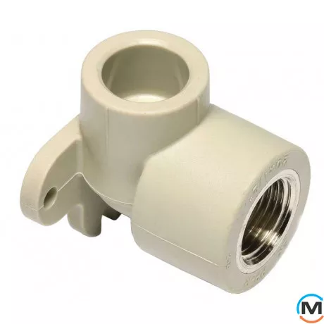 Поліпропіленовий кут Ekoplastik настінний 25 мм х 3/4", Тип різьблення: Внутрішня, Діаметр різьблення: 3/4", Діаметр (мм): 25, фото 