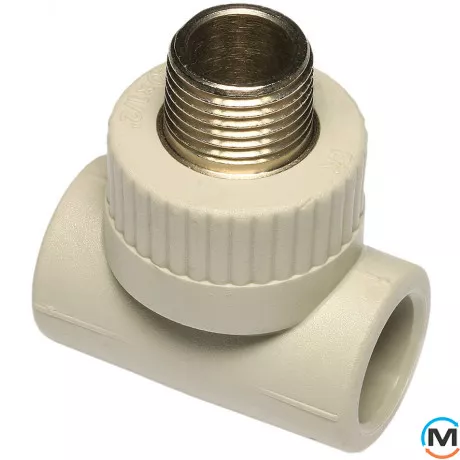 Поліпропіленовий трійник Ekoplastik з Р.М. 20 мм х 1/2", Тип різьблення: Зовнішня, Діаметр різьблення: 1/2", Діаметр (мм): 20, фото 