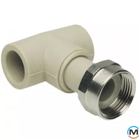 Поліпропіленовий трійник Ekoplastik з накидною гайкою 32 мм х 3/4", Тип різьблення: Накидна гайка, Діаметр різьблення: 3/4", Діаметр (мм): 32, фото 