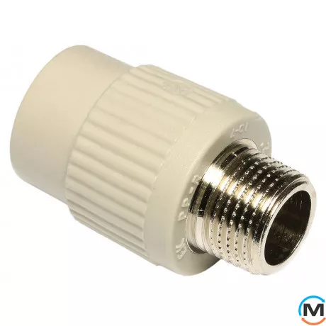 Поліпропіленова муфта Ekoplastik комб. Р.М. 25 мм х 1/2", Тип різьблення: Зовнішня, Діаметр різьблення: 1/2", Діаметр (мм): 25, фото 