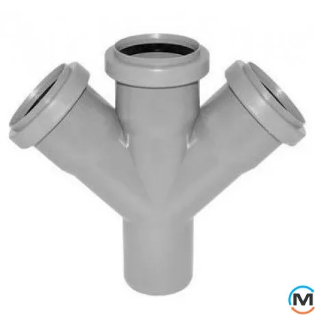 Крестовина канализационная Valsir 67° 50/50/50, Вариант: Одноплоскостная, Вид канализации: Внутренняя, Тип канализации: Простая, Градус (град.): 67, Модификация: 50/50/50 67°, Диаметр (мм): 50, Материал: Поливинилхлорид (ПВХ), фото 