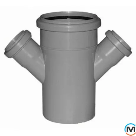 Крестовина канализационная Valsir 67° 100/50/50, Вариант: Одноплоскостная, Вид канализации: Внутренняя, Тип канализации: Простая, Градус (град.): 67, Модификация: 100/50/50 67°, Диаметр (мм): 100, Материал: Поливинилхлорид (ПВХ), фото 