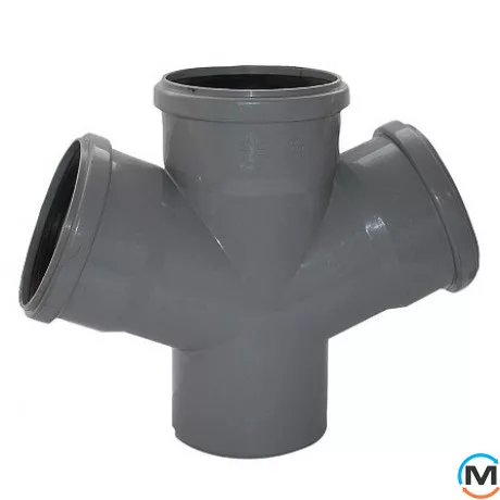 Крестовина канализационная Valsir 67° 100/100/100, Вариант: Одноплоскостная, Вид канализации: Внутренняя, Тип канализации: Простая, Градус (град.): 67, Модификация: 100/100/100 67°, Диаметр (мм): 100, Материал: Поливинилхлорид (ПВХ), фото 