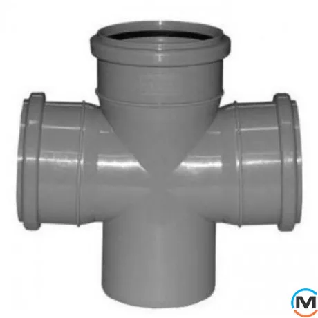 Крестовина канализационная Valsir 87° 100/100/100, Вариант: Одноплоскостная, Вид канализации: Внутренняя, Тип канализации: Простая, Градус (град.): 90, Модификация: 100/100/100 87°, Диаметр (мм): 100, Материал: Поливинилхлорид (ПВХ), фото 