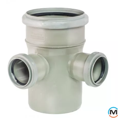 Крестовина канализационная двухплоскостная VALSIR 100/50/50 67°, Вариант: Двухплоскостная, Вид канализации: Внутренняя, Тип канализации: Простая, Градус (град.): 67, Модификация: 100/50/50 67°, Диаметр (мм): 100, Материал: Поливинилхлорид (ПВХ), фото 