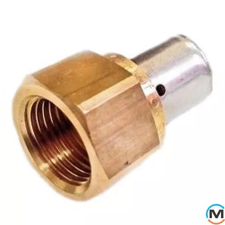 Прес з'єднання Valsir з внутрішнім різьбленням 32х1 1/4", Тип різьблення: Внутрішня, Діаметр різьблення: 1 1/4", Призначення труб: Универсальная, Діаметр (мм): 32, Робочий тиск (бар): 10, Матеріал: Латунь, фото 