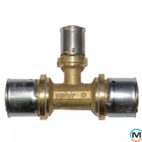 Тройник пресс Valsir 20х20х16, Модификация: 20х20х16, Назначение труб: Универсальная, Диаметр (мм): 20, Рабочее давление (бар): 10, Материал: Латунь, фото 