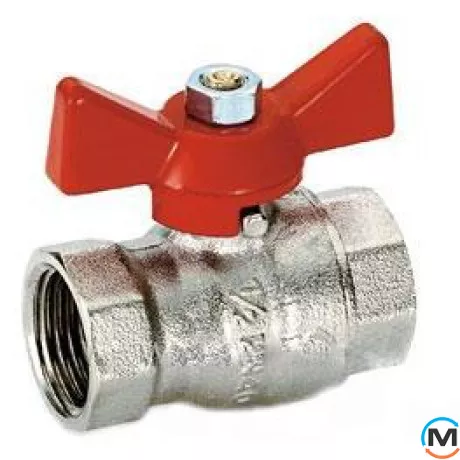 Кран кульовий Bonomi TAMIGI Ø1/2" ВВ PN40 метелик, Тип різьблення: Внутрішня/Внутрішня, Діаметр різьблення: 1/2", Виконання: Прямий, Тип ручки: Метелик, Робочий тиск (бар): 40, Матеріал: Латунь, фото 