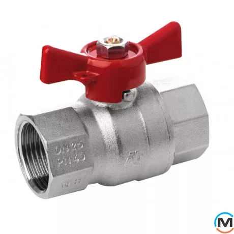 Кран кульовий Bonomi MISSOURI посилений Ø1/2" ВВ метелик, Тип різьблення: Внутрішня/Внутрішня, Діаметр різьблення: 1/2", Виконання: Прямий, Тип ручки: Метелик, Робочий тиск (бар): 40, Матеріал: Латунь, фото 