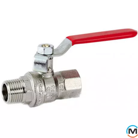 Кран кульовий Bonomi MISSOURI посилений Ø1/2" ВЗ ручка, Тип різьблення: Внутрішня/Зовнішня, Діаметр різьблення: 1/2", Виконання: Прямий, Тип ручки: Ручка, Робочий тиск (бар): 40, Матеріал: Латунь, фото 