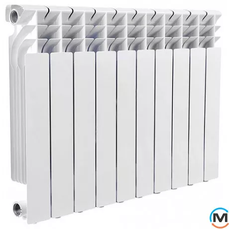 Радиатор биметаллический Mirado Bimetal 500/96 (10 секцый), Вариант: 500/96, Конструктив: Секционный, Материал радиатора: Биметалл, Межосевое расстояние (мм): 500, Высота (мм): 555, Глубина (мм): 96, Длина (мм): 80, фото 