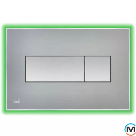 Кнопка управления Alca Plast с цветной пластиной (сталь матовая) - светящиеся (зеленый), фото 