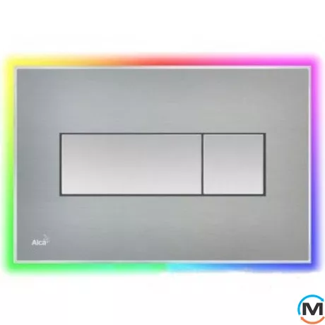 Кнопка управления Alca Plast с цветной пластиной (сталь матовая) - светящиеся (радуга), фото 
