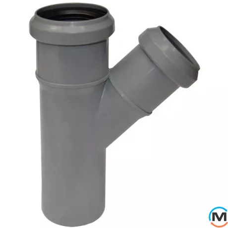 Трійник каналізаційний Valsir 75/75 45°, Вид каналізації: Внутрішня, Тип каналізації: Проста, Градус (град.): 45, Модифікація: 75/75 45°, Діаметр (мм): 75, Матеріал: Полівінілхлорид (ПВХ), фото 