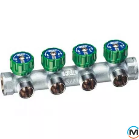 Регулирующий коллектор FAR (ВР-ВР) 4 отвода 1" MP, фото 