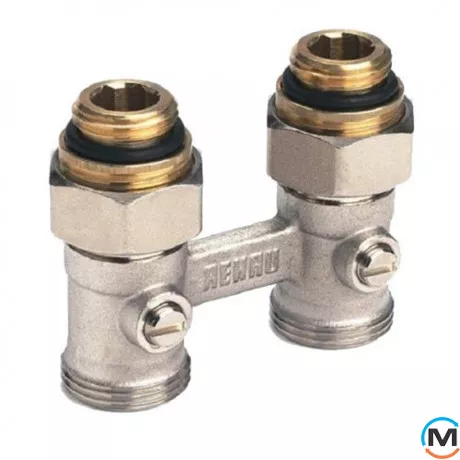 Блок кранов для радиаторов с нижним подключением Rehau G1/2 x G3/4 прямой, фото 