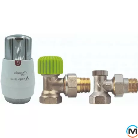 Комплект термостатический Vario Term Никель Econ PRESTIGE угловой EGS0206C/FK, фото 