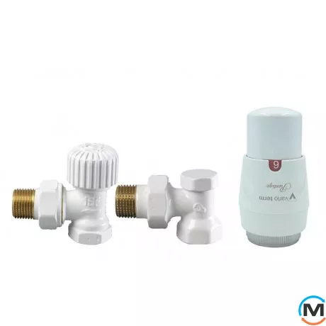 Комплект термостатический Vario Term ELEGANT угловой белый., фото 