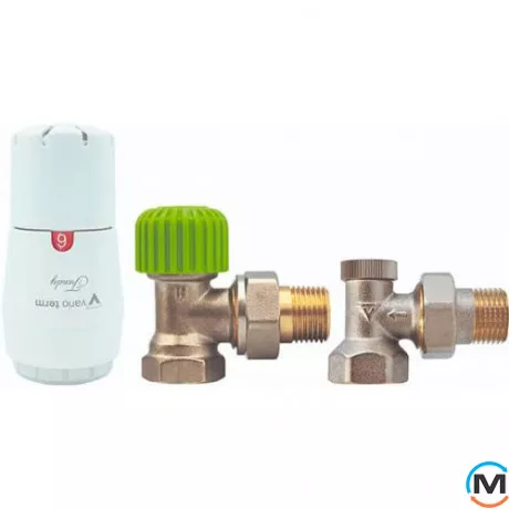 Комплект термостатический Vario Term Никель Econ TRENDY угловой, фото 