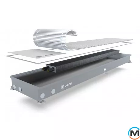 Внутрішньопідлоговий конвектор U-CON EK 230/1500/78, Тип конвектора: Без вентилятора, Корпус конвектора: Нержавіюча сталь, Кількість теплообмінників: 1, Спосіб встановлення: Внутрішньопідлоговий, Глибина (мм): 78, Ширина (мм): 230, Довжина (мм): 1500, фото 