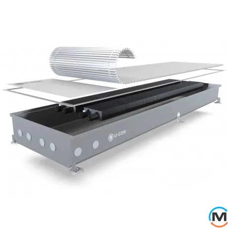 Внутрипольный конвектор U-CON EK2 380/1500/120, Тип конвектора: Без вентилятора, Корпус конвектора: Нержавеющая сталь, Кол-во теплообменников: 2, Способ установки: Внутрипольный, Глубина (мм): 120, Ширина (мм): 380, Длина (мм): 1500, фото 