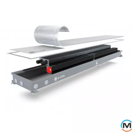 Внутрипольный конвектор U-CON VK 230/3000/67, Тип конвектора: С вентилятором, Корпус конвектора: Нержавеющая сталь, Кол-во теплообменников: 1, Напряжение вентилятора: 12 V, Способ установки: Внутрипольный, Глубина (мм): 67, Ширина (мм): 230, Длина (мм): 3000, фото 