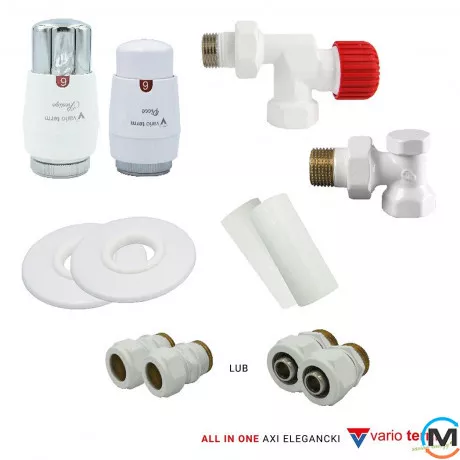 Комплект термостатический Vario Term AXI ELEGANCKIE All In One Осевой (PEX) White, фото 