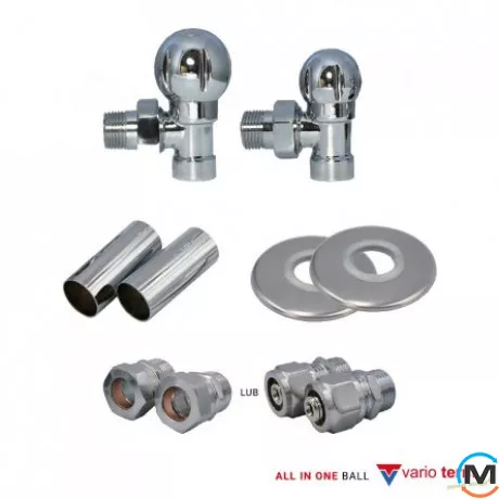 Комплект термостатический Vario Term BALL All In One угловой (PEX) White, фото 