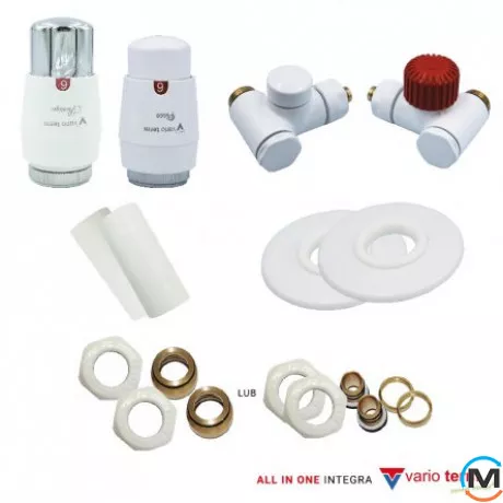 Комплект термостатический Vario Term INTEGRA All In One угловой правый (PEX) White, фото 