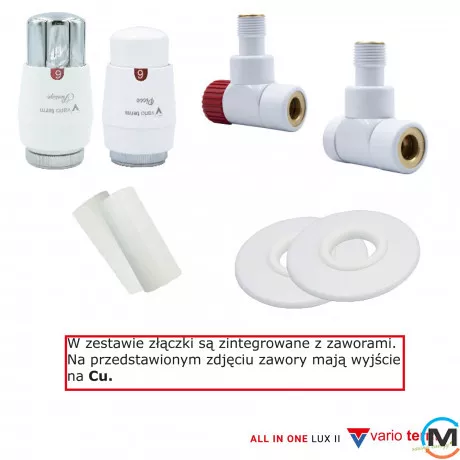 Комплект термостатический Vario Term LUX II All In One угловой (Cu) White, фото 