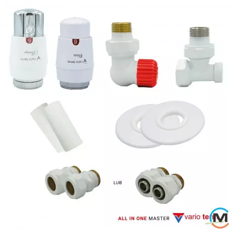 Комплект термостатический Vario Term MASTER All In One угловой правый (PEX) White, фото 