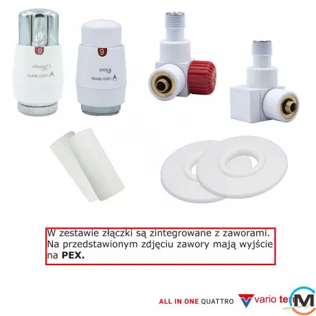 Комплект термостатический Vario Term QUATTRO All In One угловой левый (PEX) White, фото , изображение 3