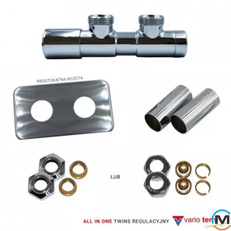 Комплект Vario Term TWINS REGULATED All In One угловой левый (PEX) White, фото 