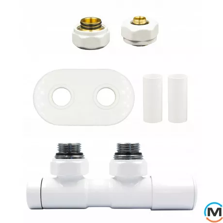 Комплект Vario Term TWINS REGULATED All In One угловой правый (Cu) White, фото 