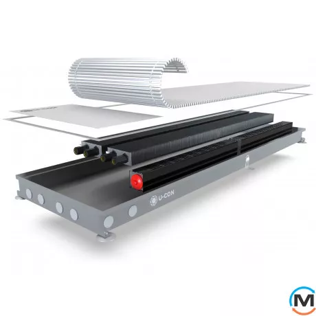 Внутрипольный конвектор U-CON VK2 360/3000/78, Тип конвектора: С вентилятором, Корпус конвектора: Нержавеющая сталь, Кол-во теплообменников: 2, Напряжение вентилятора: 12 V, Способ установки: Внутрипольный, Глубина (мм): 78, Ширина (мм): 360, Длина (мм): 3000, фото 