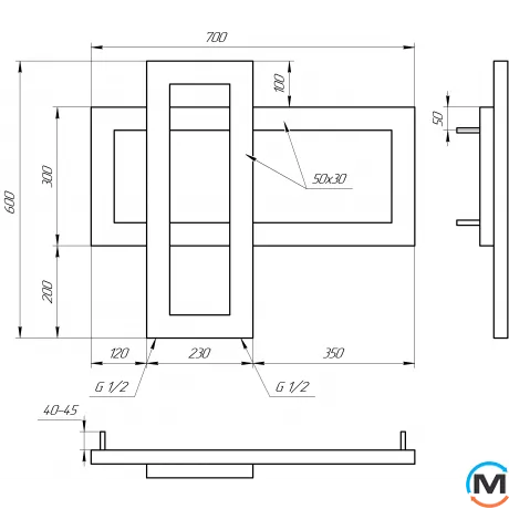 Полотенцесушитель Genesis-Aqua CABRI 700x600 черный, Цвет: Черный, фото , изображение 2