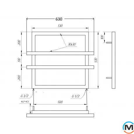 Сушка для рушників Genesis-Aqua CADEXSA 630x530 графіт, Колір: Графіт, фото , зображення 2