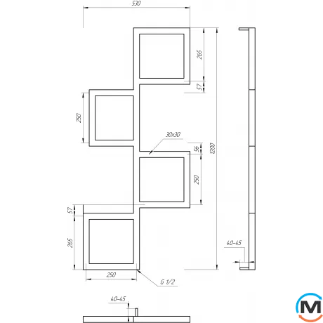 Сушка для рушників Genesis-Aqua FITO 1200x530 графіт, Колір: Графіт, Висота (мм): 1200, фото , зображення 4