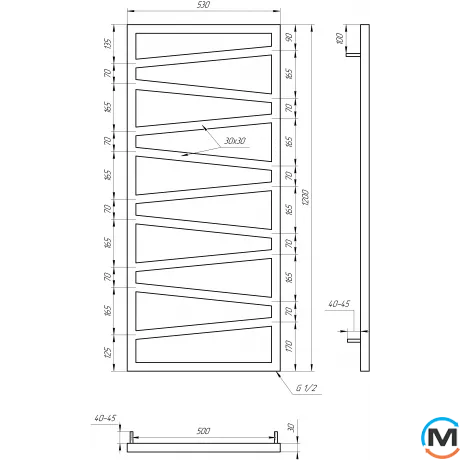 Сушка для рушників Genesis-Aqua GENESIS 1000x530 графіт, Колір: Графіт, Висота (мм): 1000, фото , зображення 4