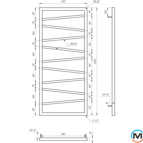 Сушка для рушників Genesis-Aqua GENESIS LIGHT 1000x530 графіт, Колір: Графіт, Висота (мм): 1000, фото , зображення 4