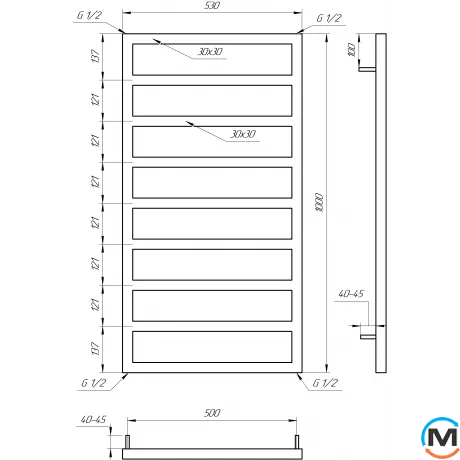 Сушка для рушників Genesis-Aqua JAZI 1200x530 чорний, Колір: Чорний, Висота (мм): 1200, фото , зображення 4