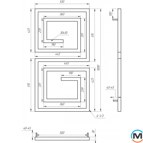Сушка для рушників Genesis-Aqua LABYRINTH 1000x530 чорний, Колір: Чорний, фото , зображення 3