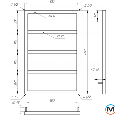 Сушка для рушників Genesis-Aqua MOGIANA 1200x530 чорний, Колір: Чорний, Висота (мм): 1200, фото , зображення 2
