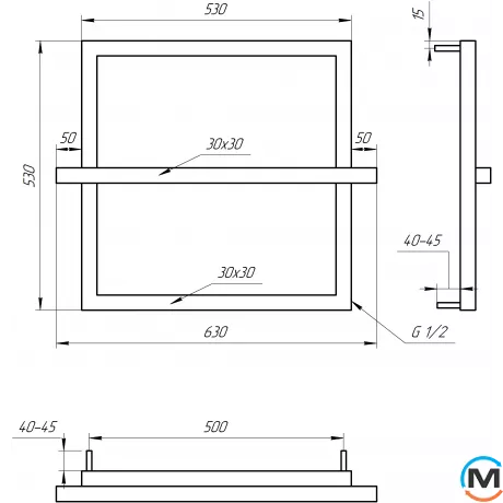 Сушка для рушників Genesis-Aqua ONE 530x630 чорний, Колір: Чорний, фото , зображення 3